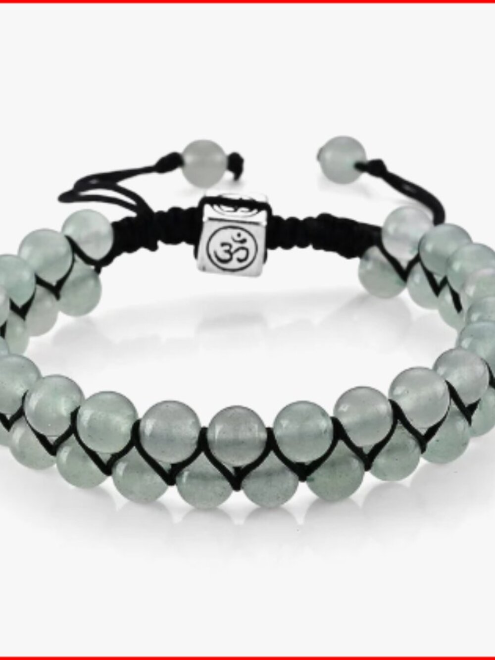 Green Aventurine Beaded Adjustable Bracelet in Silvertone